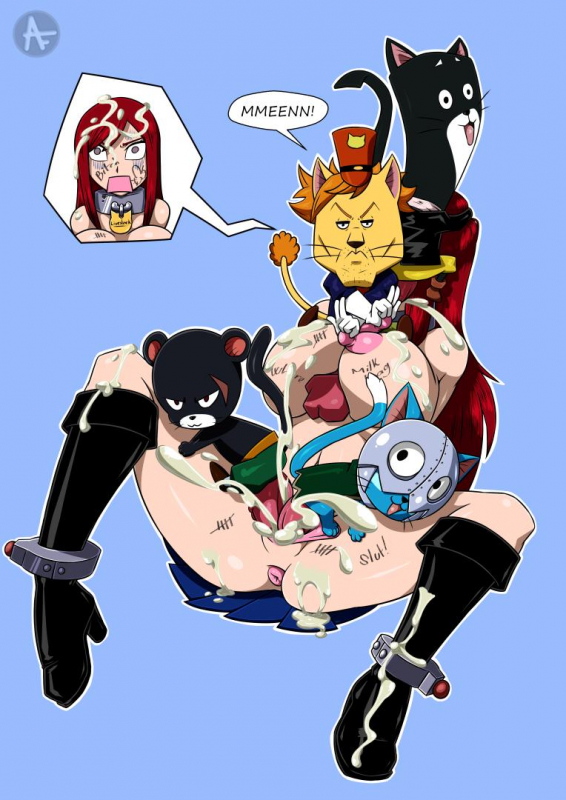 erza scarlet+happy (fairy tail)+panther lily